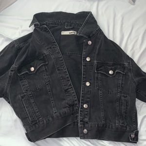 Topshop black charcoal moto jean jacket US6